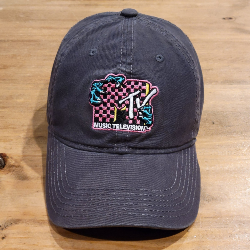 MTV Music Television Hat Cap strap Back Gray One Size Rock Music Band Adjustable